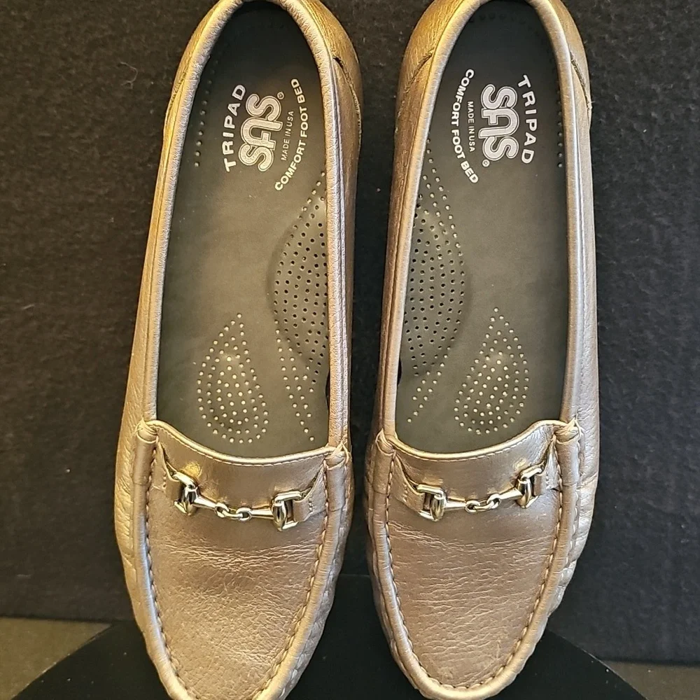 SAS Metro Pewter Leather‎ Loafer With Horsebit Detail